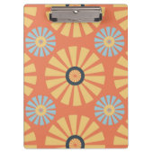 Retro Abstrat Blue en Oranje Daisies Pattern Klembord (Voorkant)