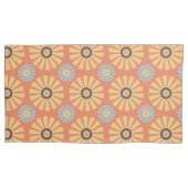 Retro Abstrat Blue en Oranje Daisies Pattern Kussensloop (Voorkant-Links)