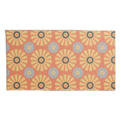 Retro Abstrat Blue en Oranje Daisies Pattern Kussensloop (Achterkant-Rechts)