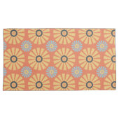 Retro Abstrat Blue en Oranje Daisies Pattern Kussensloop (Voorkant-Rechts)