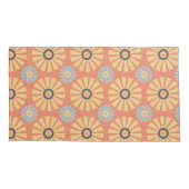 Retro Abstrat Blue en Oranje Daisies Pattern Kussensloop (Achterkant-Links)