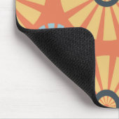 Retro Abstrat Blue en Oranje Daisies Pattern Muismat (Hoek)