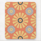 Retro Abstrat Blue en Oranje Daisies Pattern Muismat (Voorkant)