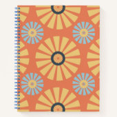 Retro Abstrat Blue en Oranje Daisies Pattern Notitieboek (Voorkant)