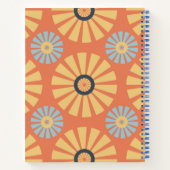 Retro Abstrat Blue en Oranje Daisies Pattern Notitieboek (Achterkant)