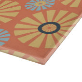 Retro Abstrat Blue en Oranje Daisies Pattern Snijplank (Hoek)