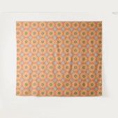 Retro Abstrat Blue en Oranje Daisies Pattern Wandkleed (Voorkant (horizontaal))