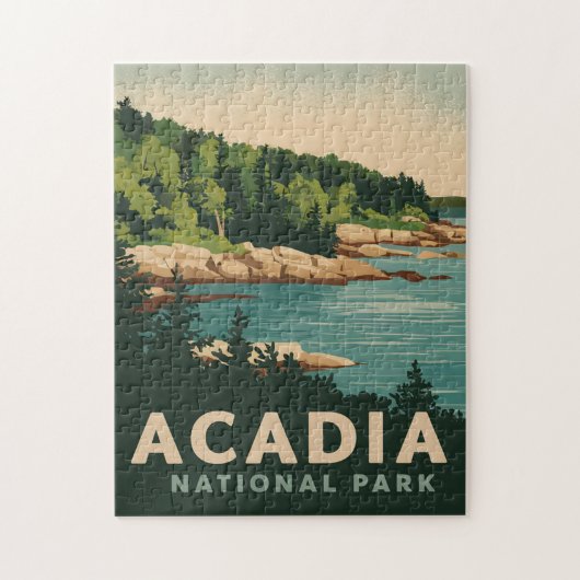 Retro Acadia National Park Bar Harbor Legpuzzel (Verticaal)