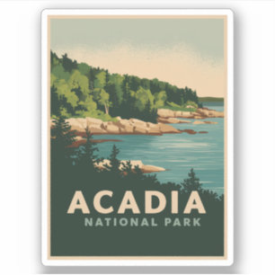 Retro Acadia National Park Bar Harbor Sticker