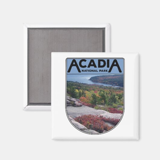 Retro  Acadia National Park Maine Island Magneet (Voorkant / Achterkant)