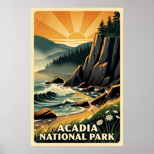 Retro Acadia National Park Poster (Voorkant)