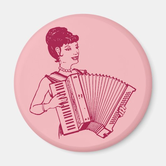 Retro Accordeon Dame Magneet (Voorkant)