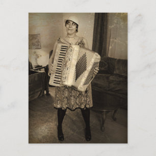 Retro Accordion Girl Briefkaart
