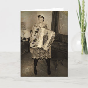 Retro Accordion Girl Kaart