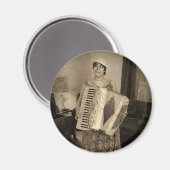 Retro Accordion Girl Magneet (Voorkant / Achterkant)