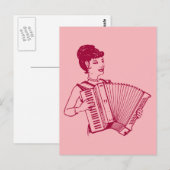 Retro Accordion Lady Briefkaart (Voorkant / Achterkant)