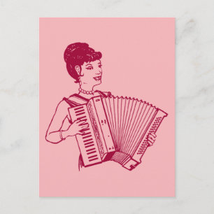 Retro Accordion Lady Briefkaart