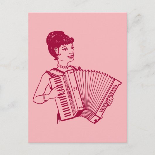 Retro Accordion Lady Briefkaart (Voorkant)