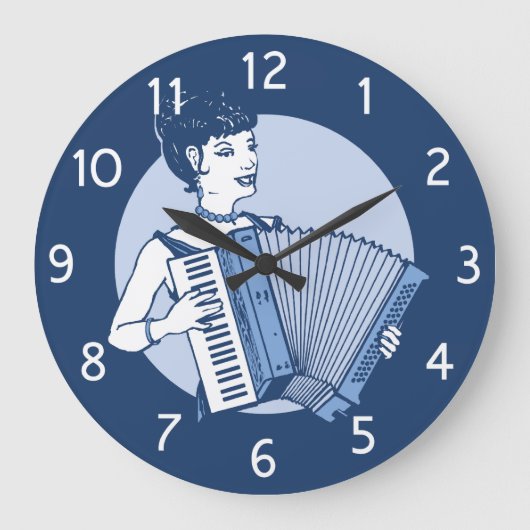 Retro Accordion Lady Grote Klok (Voorkant)