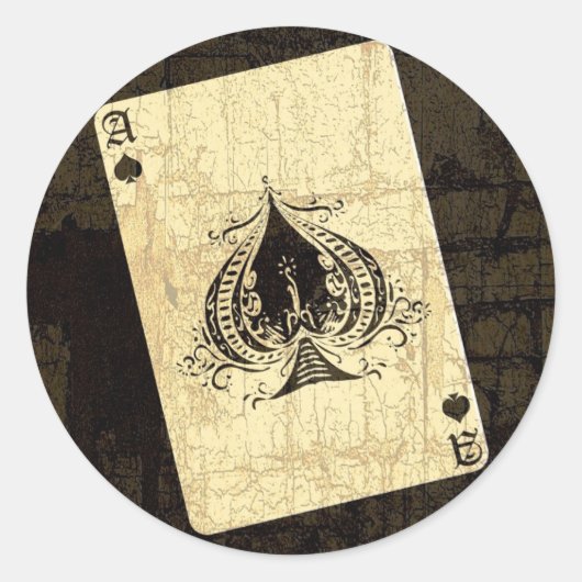 Retro Ace of Spades Ronde Sticker (Voorkant)
