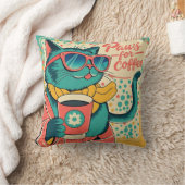 Retro-achtige cartoonkat met een oversized zonnebr kussen (Deken)