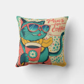 Retro-achtige cartoonkat met een oversized zonnebr kussen (Achterkant)