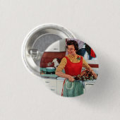 Retro ad - 1950  huisvrouw ronde button 3,2 cm (Voorkant /achterkant)