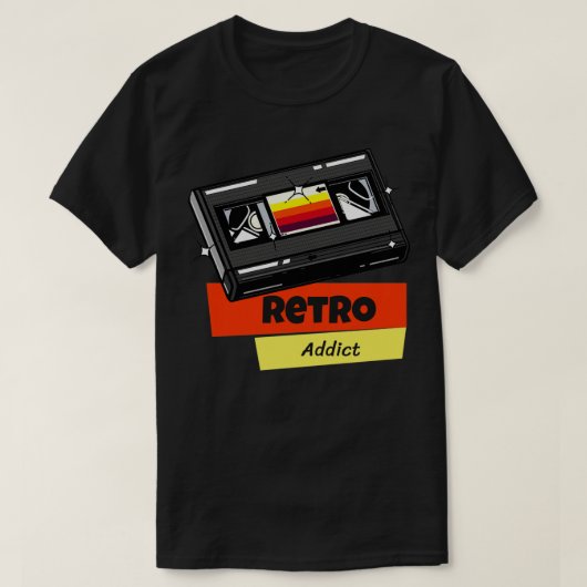 Retro Addict Video Cassettebandje 80s T-shirt (Design voorkant)