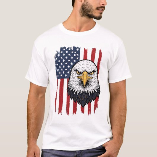 Retro Adelaar Amerikaanse Vlag Patriottisch Shirt (Voorkant)