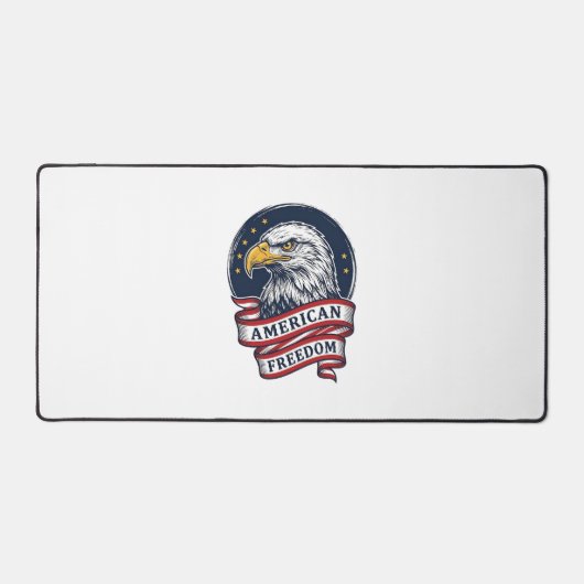 Retro Adelaar Patriottisch Lint Vector T-shirt Ont Bureaumat (Voorkant)
