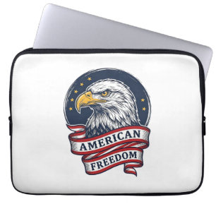 Retro Adelaar Patriottisch Lint Vector T-shirt Ont Laptop Sleeve