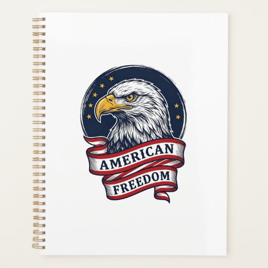 Retro Adelaar Patriottisch Lint Vector T-shirt Ont Planner (Voorkant)