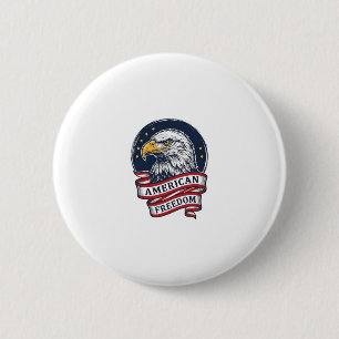 Retro Adelaar Patriottisch Lint Vector T-shirt Ont Ronde Button 5,7 Cm