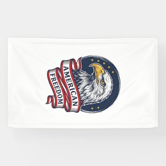 Retro Adelaar Patriottisch Lint Vector T-shirt Ont Spandoek (Horizontaal)