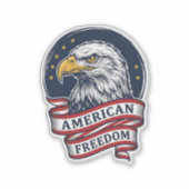 Retro Adelaar Patriottisch Lint Vector T-shirt Ont Sticker (Voorkant)