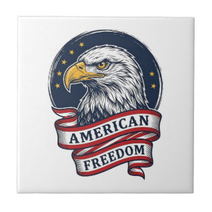 Retro Adelaar Patriottisch Lint Vector T-shirt Ont Tegeltje