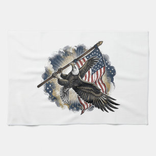 Retro Adelaar Vlag Patriottisch Shirt Ontwerp_1 Theedoek
