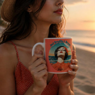 Retro Ademhalen & Dromen Oranje koffiemok Tweekleurige Koffiemok