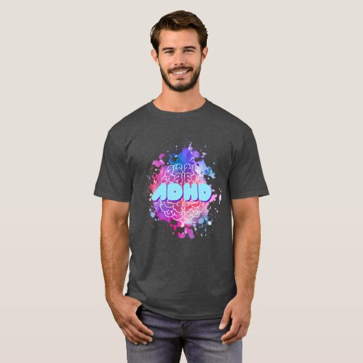 Retro ADHD Paint Splatter Brain Shirt (Voorkant volledig)