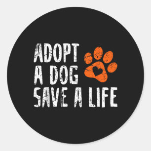 Retro Adoptie Hond Red Leven Dierenredding Hond Li Ronde Sticker