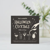 Retro Adult Halloween Drinken en Cocktails nodigen Kaart (Staand voorkant)