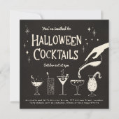 Retro Adult Halloween Drinken en Cocktails nodigen Kaart (Voorkant)