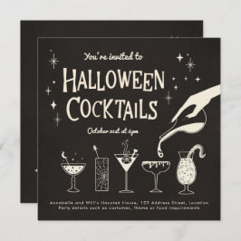 Retro Adult Halloween Drinken en Cocktails nodigen Kaart