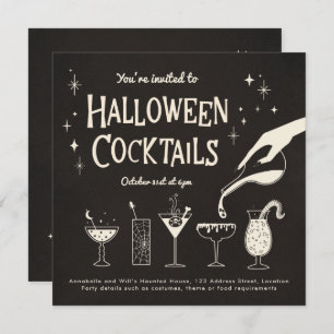Retro Adult Halloween Drinken en Cocktails nodigen Kaart