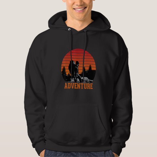 Retro Adventure Backpacker Enthusiast Mountain exp Hoodie (Voorkant)