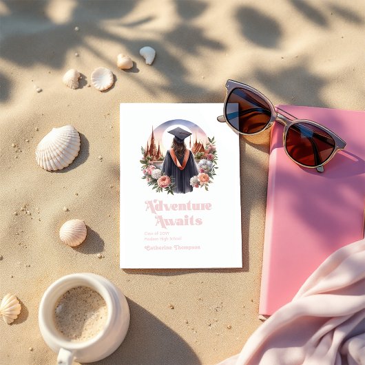 Retro Adventure wacht op Afstuderen Foto Aankondiging