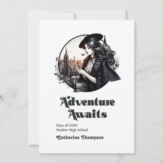 Retro  Adventure wacht op Afstuderen Foto Aankondiging (Voorkant)