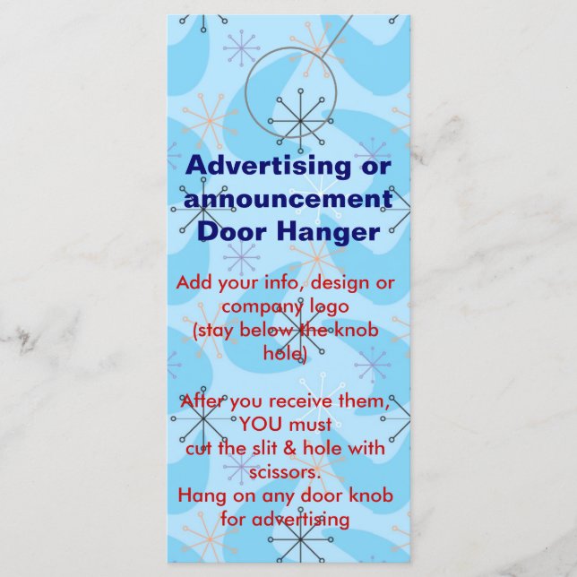 Retro Adverteren DEUR HANGER promotie labels (Voorkant)