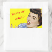 Retro Adverteren Pop-Art Stickers "Geloof me" (Tas)