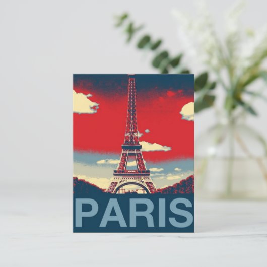 retro Advertisement France Paris Effiel Tower Briefkaart (Staand voorkant)